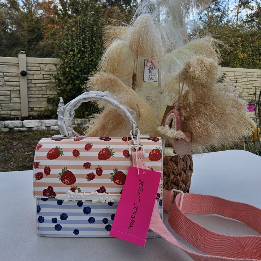 Betsey Johnson Red and Blue Striped Crossbody Bag - Picture 8 of 8